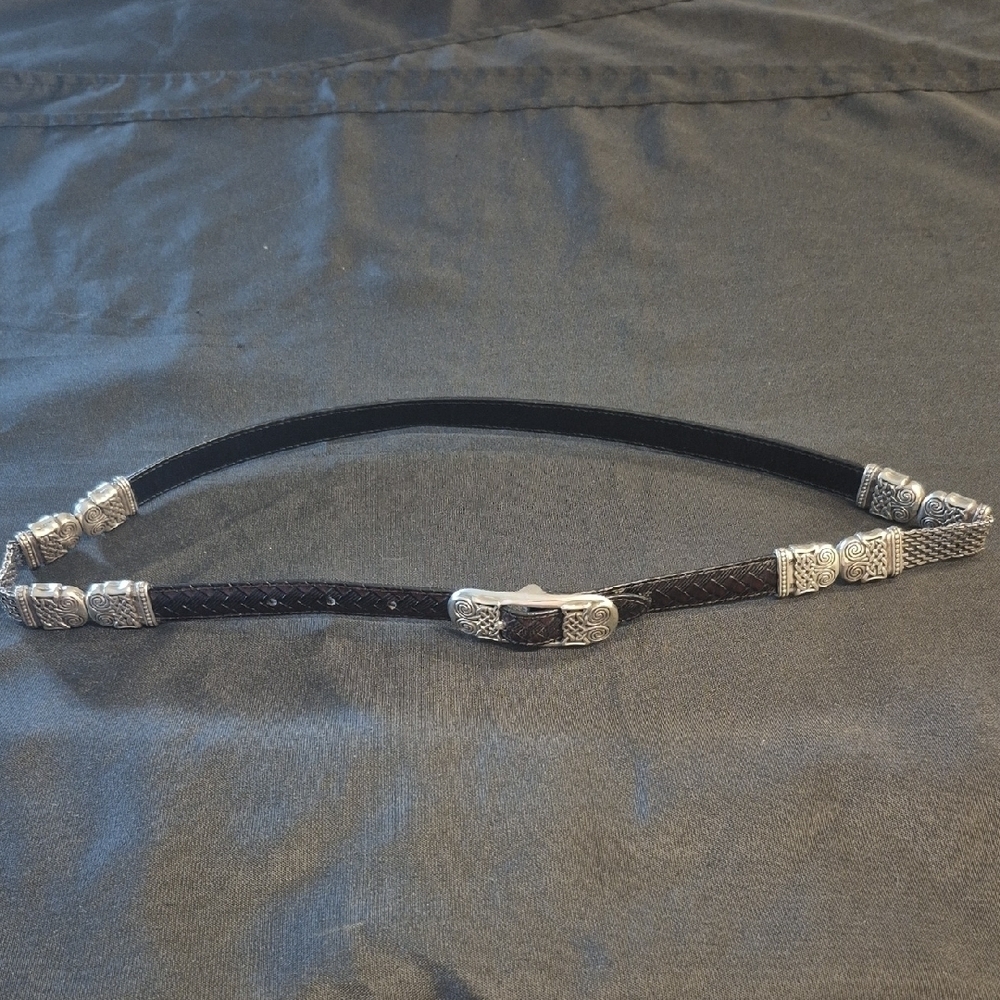 Brighton Black Braded Silver Women's Belt Adjustable Up To 35 Inches